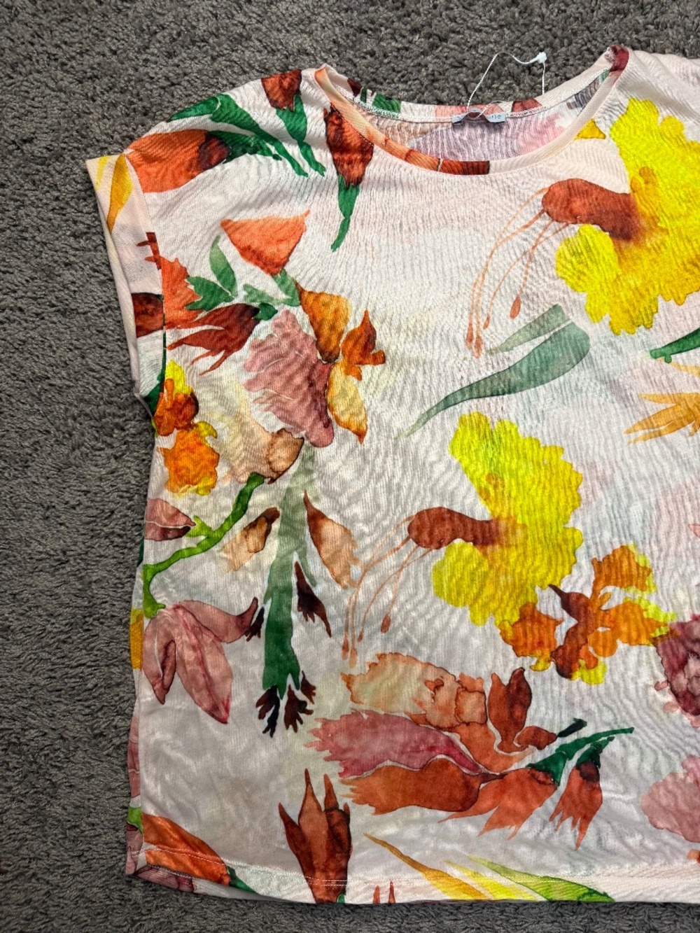 T-Shirt Top Large Floral Multicolor Summer Spring Casual - Picture 4 of 4